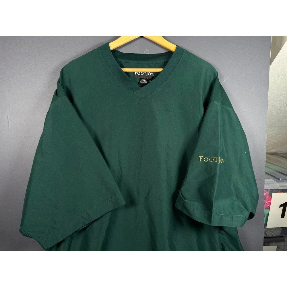 FootJoy Mens XL Golf Windshirt Short Sleeve V-Neck Pullover Green